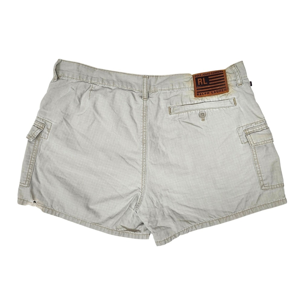 Polo Jeans Co. Ralph Lauren Khaki Ripstop Utility Cargo Shorts Size 12 In 4" W32